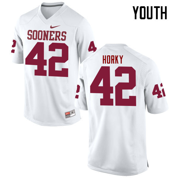 Youth Oklahoma Sooners #42 Wesley Horky College Football Jerseys Game-White